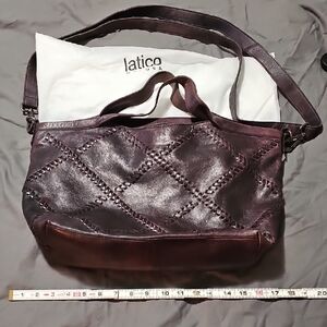 Latico Women's Van Eggplant Leather Satchel Crossbody Bag